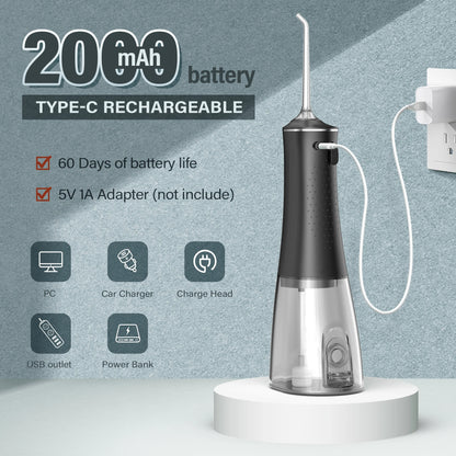 Dental Water Flosser – Rechargeable Oral Irrigator with 4 Modes & Nozzles