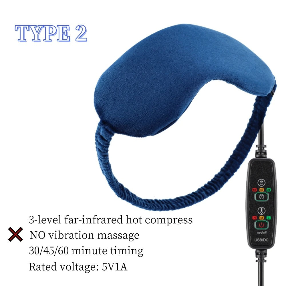 USB Heated Eye Mask with Vibration – Steam Compress & Remote Control for Dry Eye Relief, Sleep & Office Use
