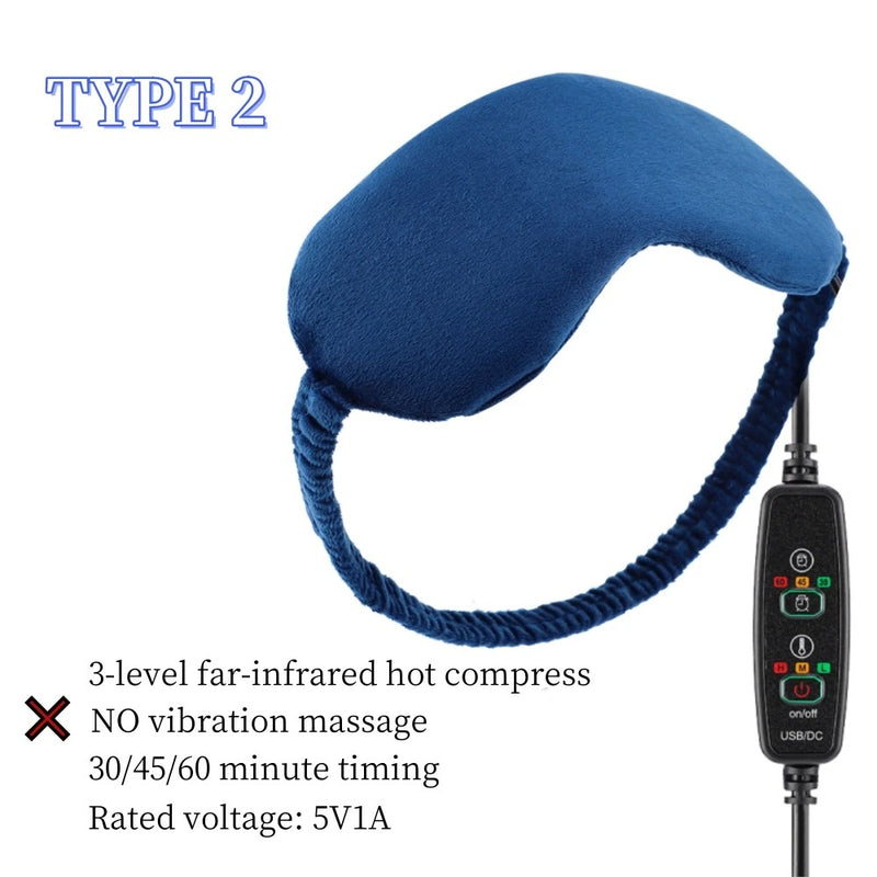USB Heated Eye Mask with Vibration – Steam Compress & Remote Control for Dry Eye Relief, Sleep & Office Use