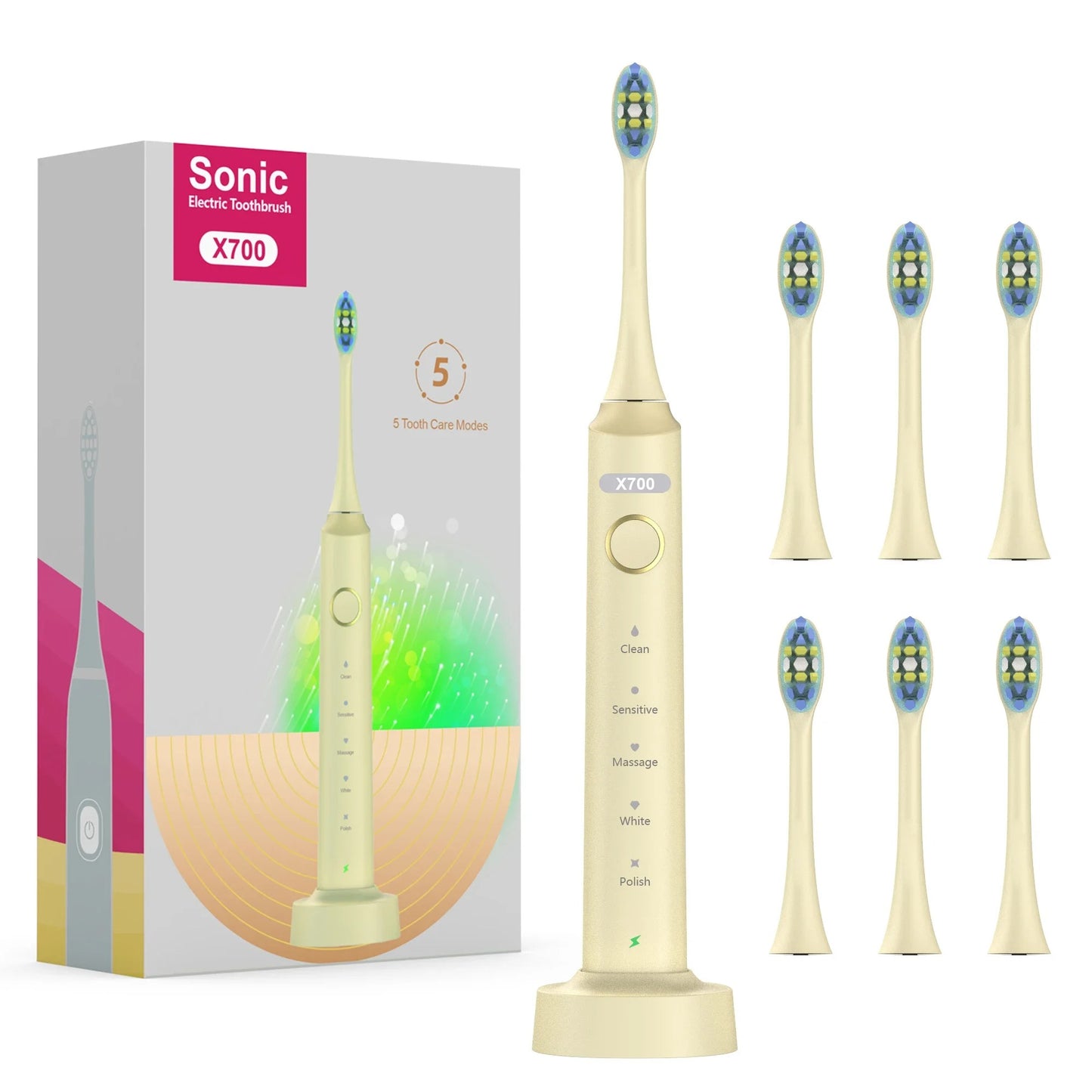 Electric Sonic Toothbrush with 8 Heads for Teeth Whitening