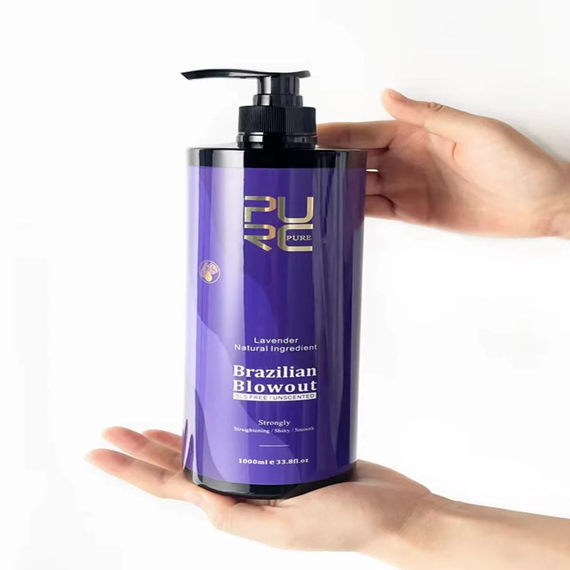 PURC 12% Brazilian Keratin Hair Straightening Treatment – Lavender Smoothing Cream for Curly or Frizzy Hair