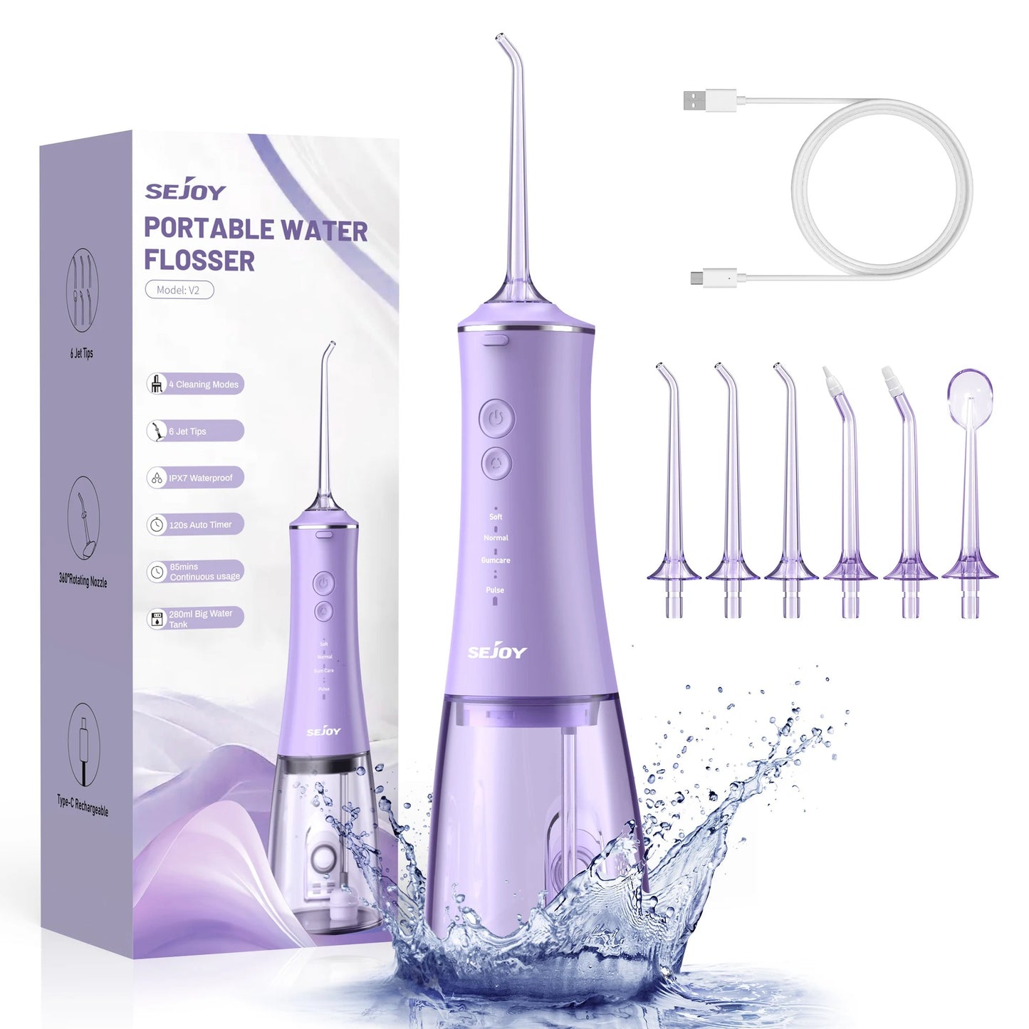 Dental Water Flosser – Rechargeable Oral Irrigator with 4 Modes & Nozzles