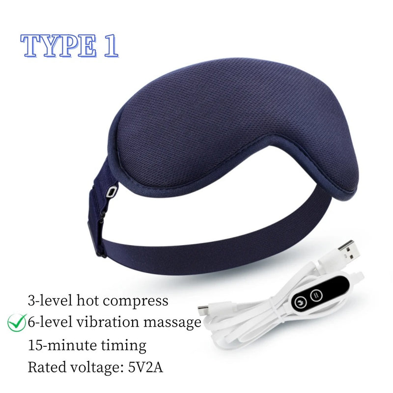 USB Heated Eye Mask with Vibration – Steam Compress & Remote Control for Dry Eye Relief, Sleep & Office Use