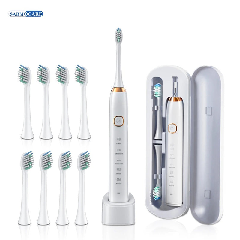 Electric Sonic Toothbrush with 8 Heads for Teeth Whitening