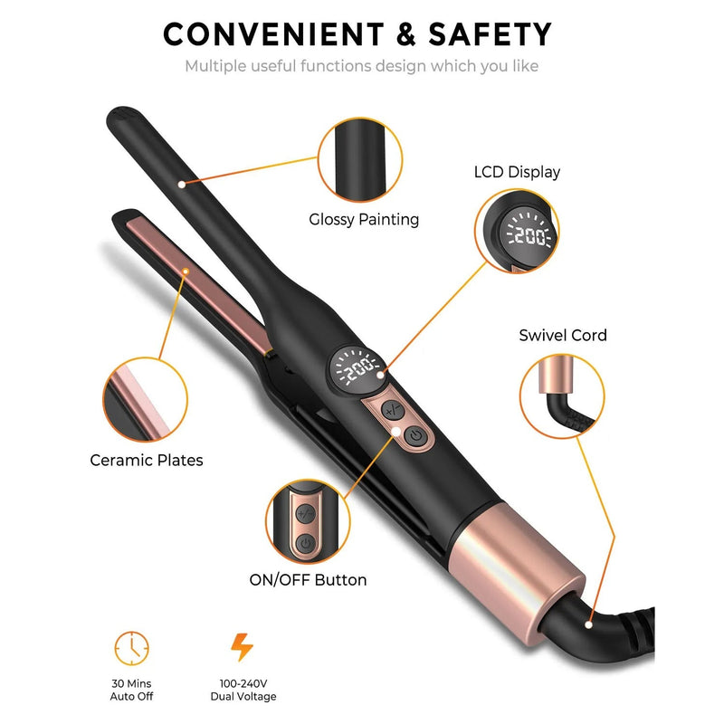 Mini 3/10 Inch Pencil Flat Iron for Short Hair - RESTORALUX