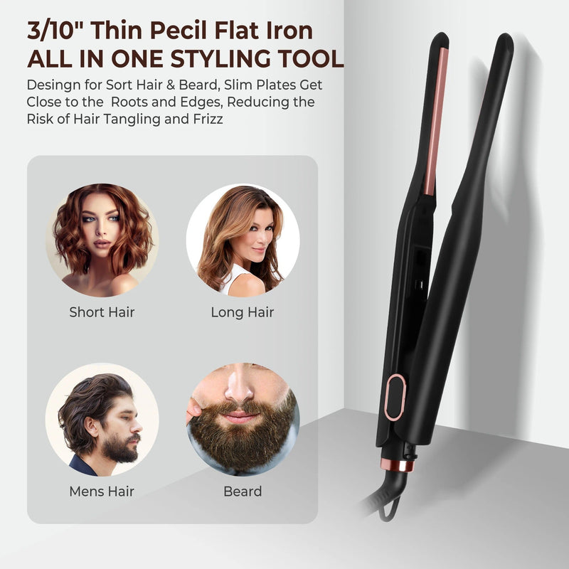 Mini Pencil Flat Iron for Short Hair and Beard - RESTORALUX