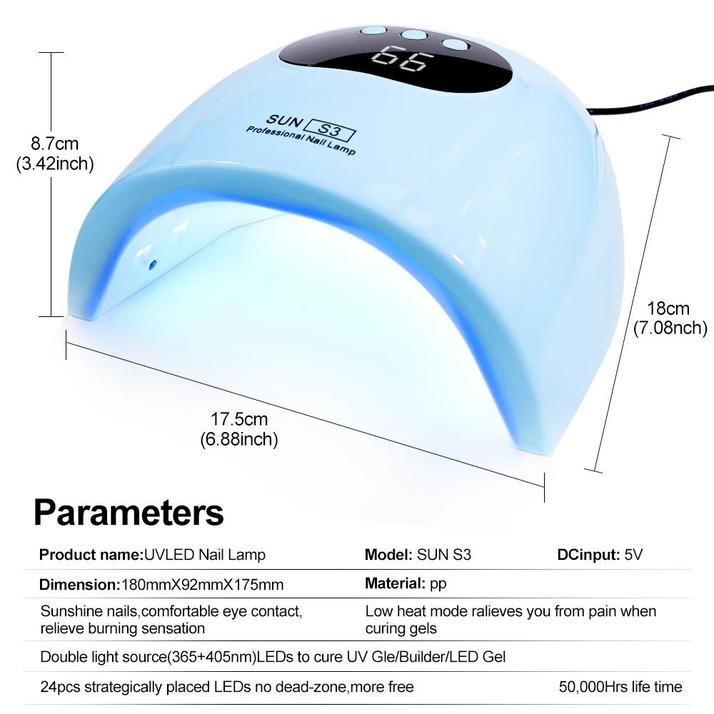 Professional UV Led Nail Lamp with 24 Quick - Dry LEDs - RESTORALUX