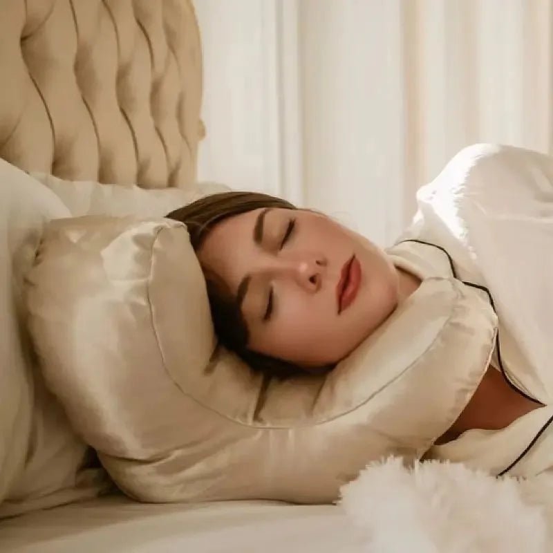 SatinAura SilkRest Face Pillow with Satin Cover – Luxury Facial Support Pillow - RESTORALUX