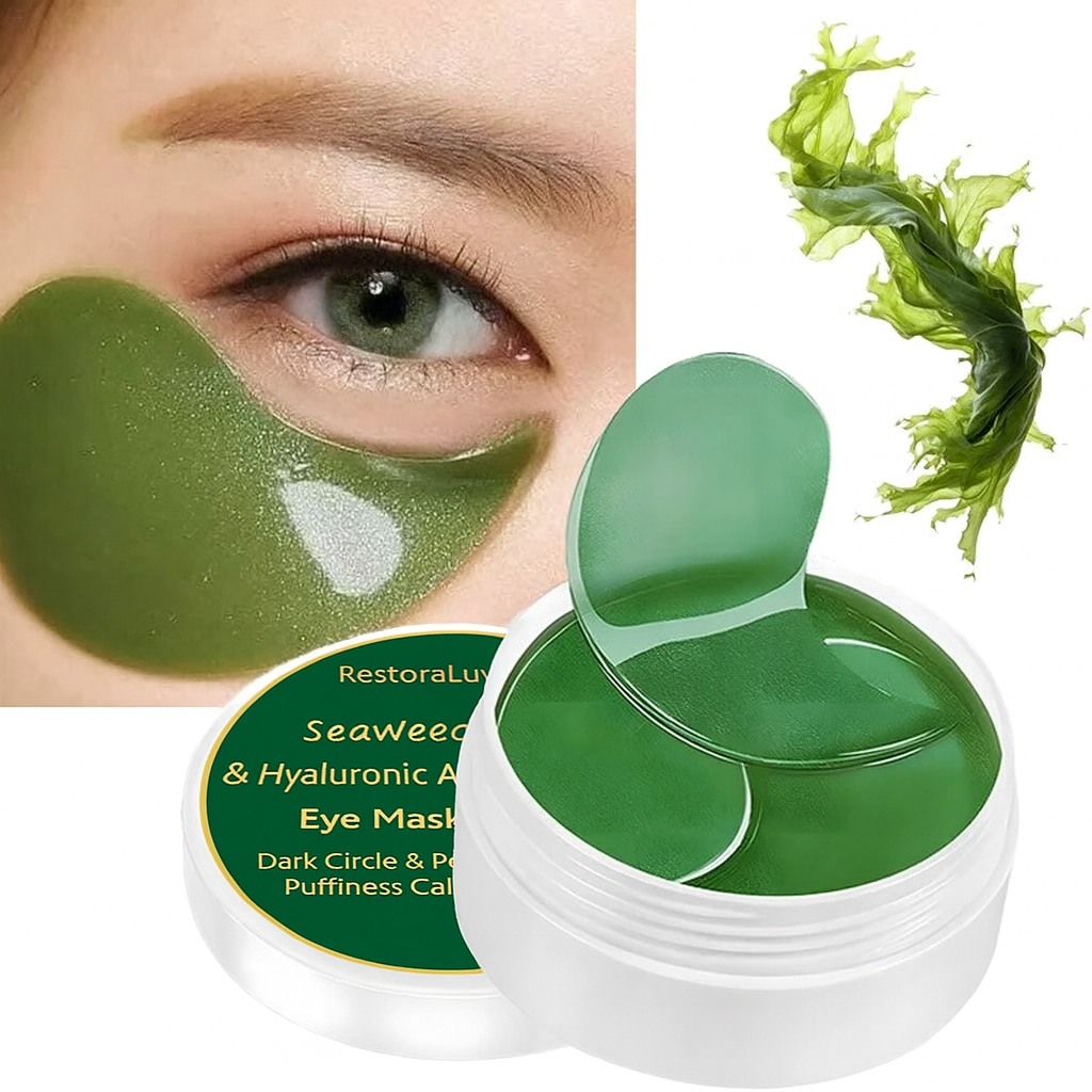 60pcs Seaweed & Hyaluronic Acid Eye Masks – Dark Circle & Puffiness Care
