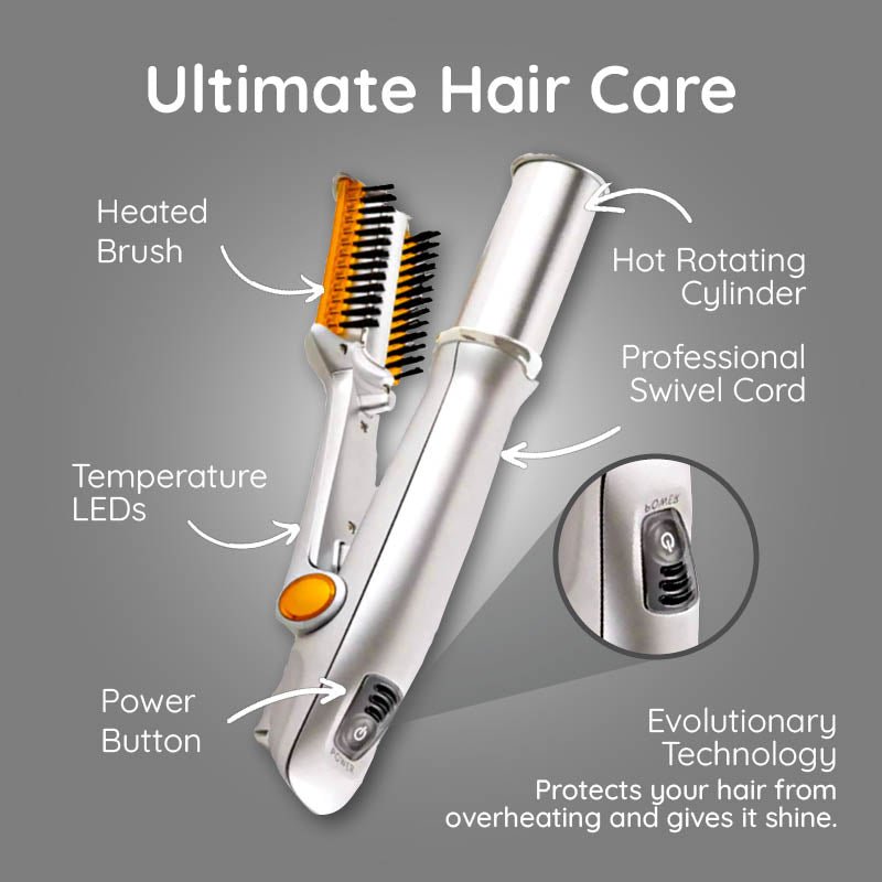 StyleSpin Professional 2 in 1 Rotating Iron Hair Brush - RESTORALUX