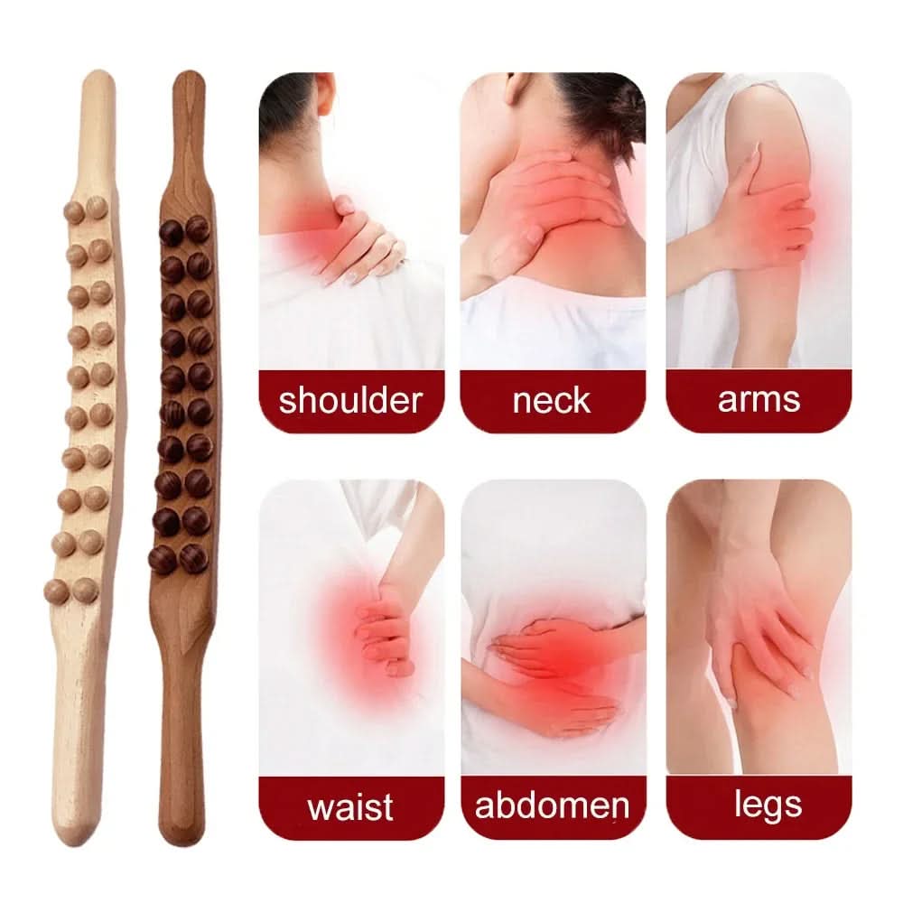 WooRelief Gua Sha Massage Stick – Natural Wood Muscle Massage Tool - RESTORALUX