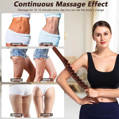 WooRelief Gua Sha Massage Stick – Natural Wood Muscle Massage Tool - RESTORALUX
